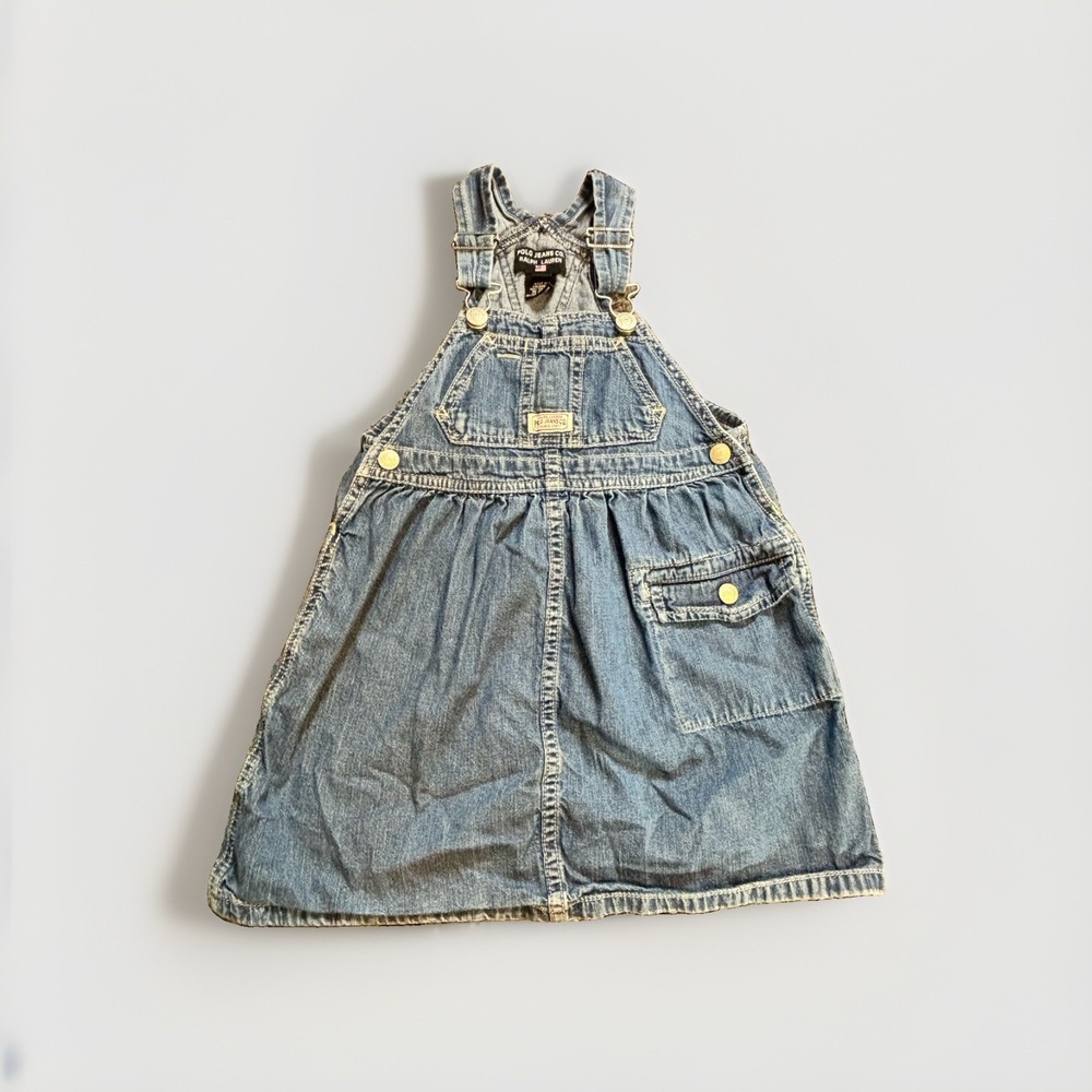 Vintage Polo Jeans Co Ralph Lauren Toddler  Girls 4T Denim Jumper Dress Skirt